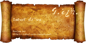 Imhof Éva névjegykártya